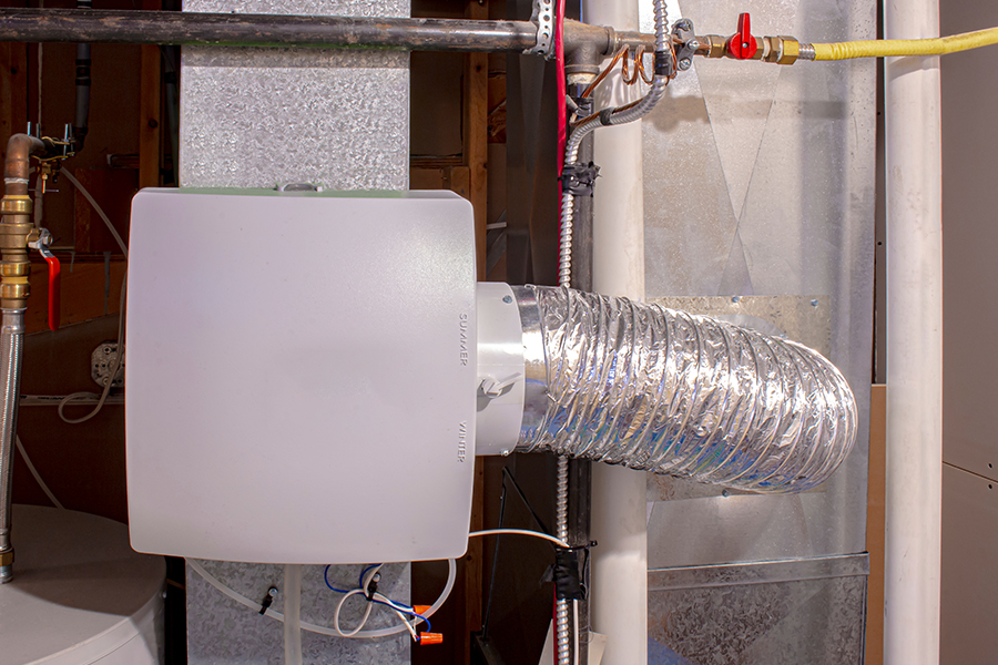 Close-up of a duct connected to an HVAC system