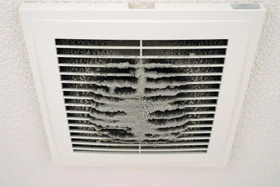 Dust-covered ceiling air vent